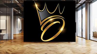 Gold Monogram Crown Logo Initial Letter O Wall mural