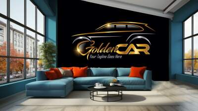 Golden Luxury car Logo Sign Wall mural