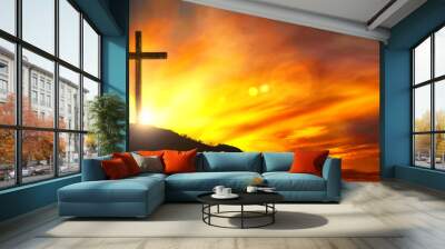 Cross At Sunset Wall mural