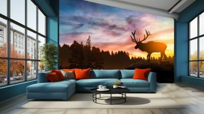 deer at sunset Wall mural