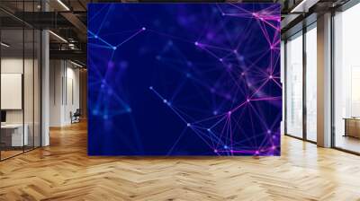 Colored polygonal structure. Beautiful illustration with connected dots and lines. Digital network background. 3D Wall mural