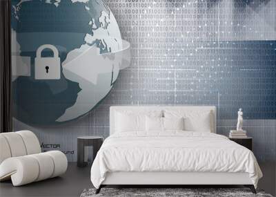 abstract binary code and world 2 Wall mural