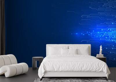 Electronic glowing contacts on dark background Wall mural