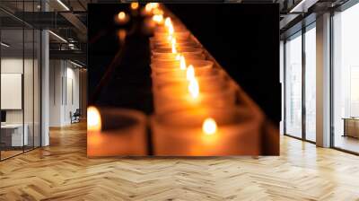  tealights in church Wall mural