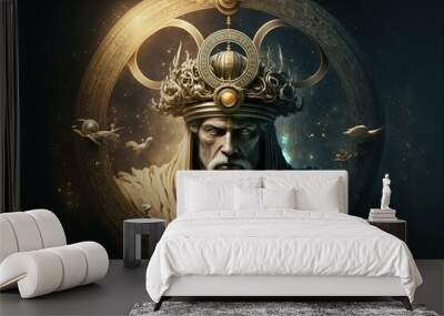  4K resolution or higher, Saturn, ancient roman god of time, generation. Generative AI Technology Wall mural