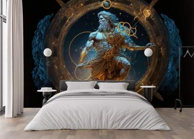  4K resolution or higher, Saturn, ancient roman god of time, generation. Generative AI Technology Wall mural