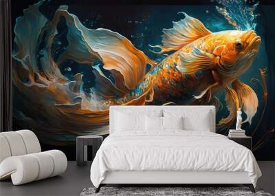 4K resolution or higher, Koi Fish. Generative AI Technology. Generative AI Technology Wall mural