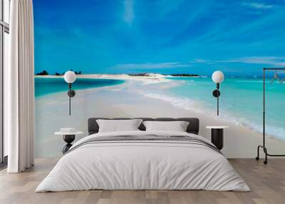 Amazing tropical white beach in Cayo de Agua  (Los Roques Archipelago, Venezuela). Wall mural