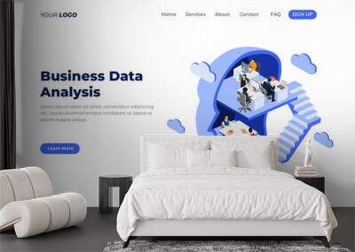 business data analysis - isometric landing page. flat modern design of website template Wall mural