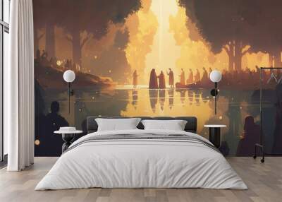 Illustration representing the baptism of jesus - AI generative Wall mural