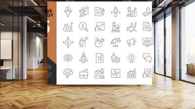 Business Strategy Editable Icons set. Vector illustration in modern thin line style of business icons: goals, ideas, methods, and finance. Pictograms and infographic Wall mural