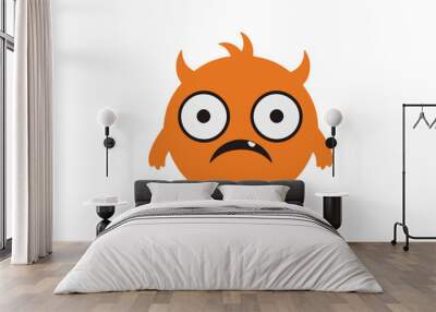 cute simple shape of a orange monster with face Wall mural