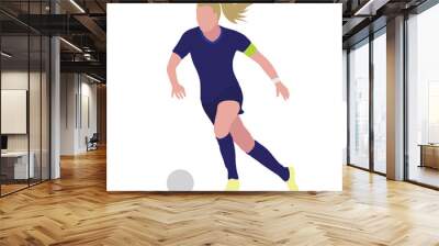 female soccer player with a ball Wall mural