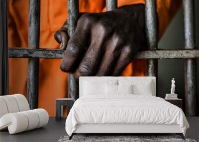 hands in prison handcuffs Wall mural