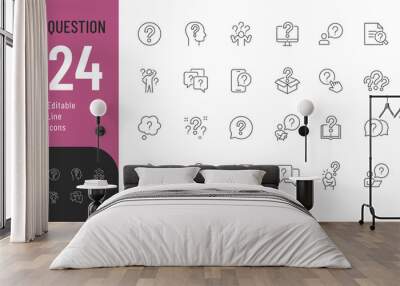 Question Editable Icons set. Vector illustration in modern thin line style of trouble related icons: problem, ask, confusion, and more. Pictograms and infographics for mobile apps. Wall mural