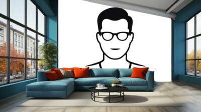 simple illustration of a person with glasses Wall mural