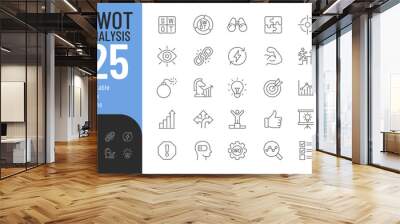 SWOT Analysis Editable Icons set. Vector illustration in modern thin line style of business related icons: strengths, weakness, opportunities, and threads. Pictograms and infographics for mobile apps. Wall mural