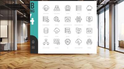 Web Hosting Line Editable Icons set. Vector illustration in modern thin line style of technology related icons: server, data, internet, domain, and more. Pictograms and infographics for mobile apps. Wall mural