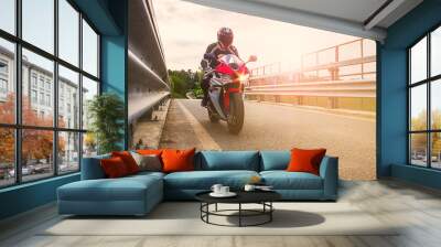 Road motorcycle on the road Wall mural