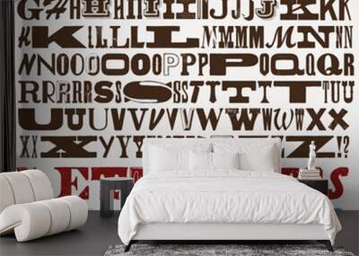 big mixed vintage letterpress collection Wall mural