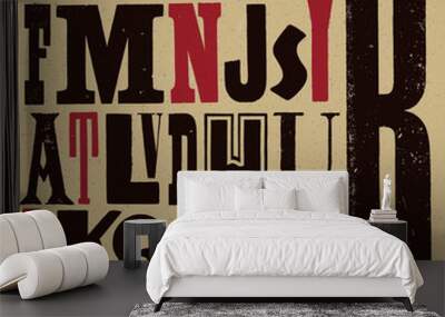 mix wood type alphabet Wall mural