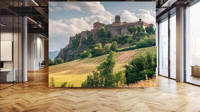 View on the north side of the castle of Bardi. Parma province, Emilia and Romagna, Italy. Wall mural