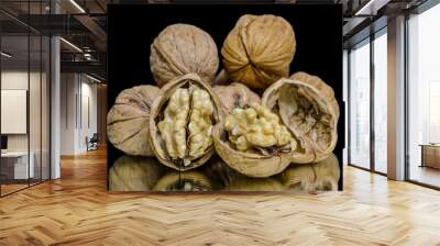 walnuts on a wooden table Wall mural