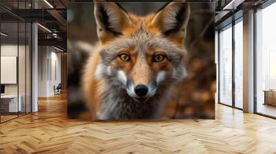 beautiful red fox looking at the camera. Wall mural