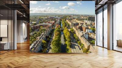 Aerial view of the Grand Canal in Dublin, Drone photography Wall mural