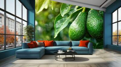 Avocado growing on tree Wall mural