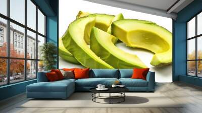 Avocado Slices on White Background Wall mural