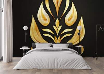 Elegant gold decorative element featuring a flame design Wall mural