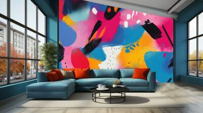 Party themed wallpaper design featuring vibrant colors and energetic patterns suitable for festive occasions Wall mural