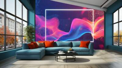 Vibrant abstract illustration depicting a digital realm with fluid elements a white frame and a digital wave representing the concepts of digital economy networking and cloud technology Wall mural