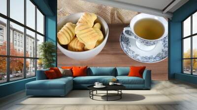 cup of detox green tea, natural drink breakfast snack Wall mural