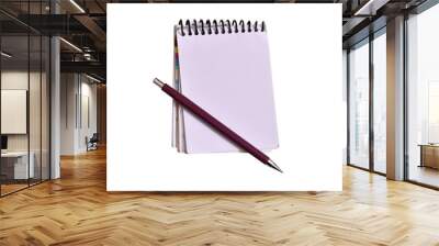 notepad notebook with pencil and blank sheet of paper Wall mural