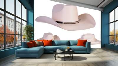 Rodeo rider, wild west, American and country music concept theme with a cowboy hat isolated on white background with cut out clip path image Wall mural