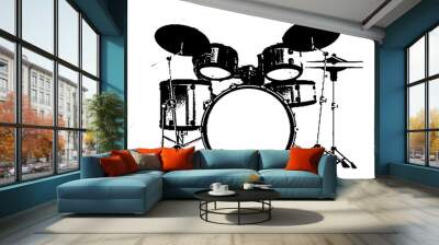 silhouette drums percussion musical instrument orchestra jazz rock play music vector image Wall mural