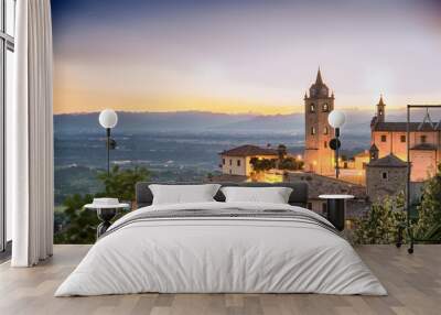 Monforte D'alba, paese italiano al tramonto Wall mural