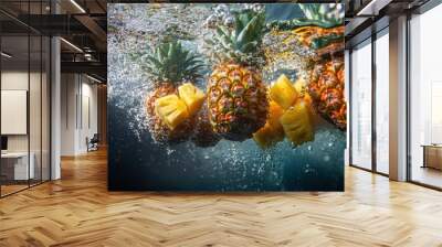 Pineapples Submerged in Water Wall mural