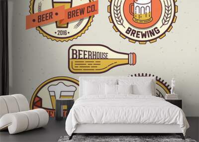 Beer logo design template for pub, bar or restaurant. Trendy bad Wall mural