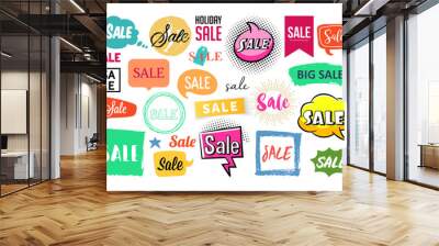 Sale stickers and labels set for graphics design, marketing and product promotion. Vector illustration Wall mural