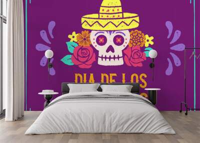 Day of the Dead Hand Drawn Logo Design Wall mural