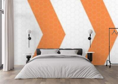 Orange and white arrow honeycomb horizontal reflective tape. A long horizontal stripe in arrow design. Reflective warning sign tape.  Wall mural