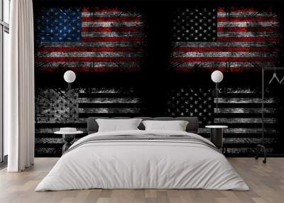 grunge usa flag set vector design. Wall mural