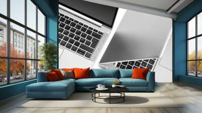 Laptop computer keyboard on white background Wall mural