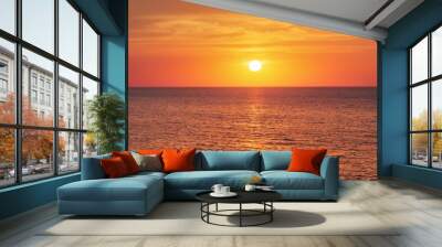 Bright sunset under the sea surface Wall mural