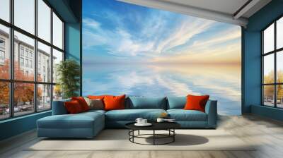 Sky background and water reflection. Wall mural