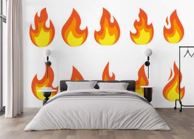 Fire Illustration Simple Set Wall mural