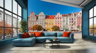 Beautiful historical tenement houses at Old Market Square in the Old Town in Wroclaw, Poland. Wall mural